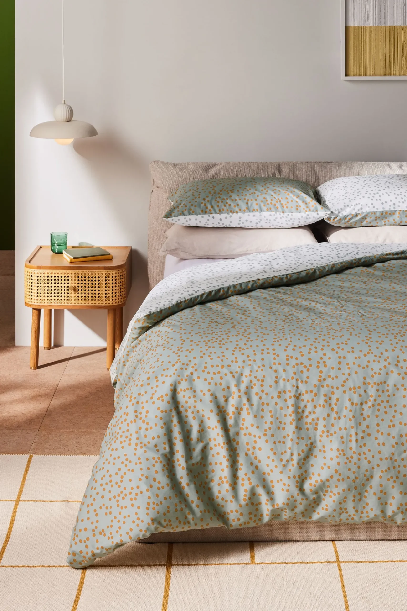 100% Cotton 180 Thread Count Dotty Duvet Cover and Pillowcase Set*MADE.COM Best Sale