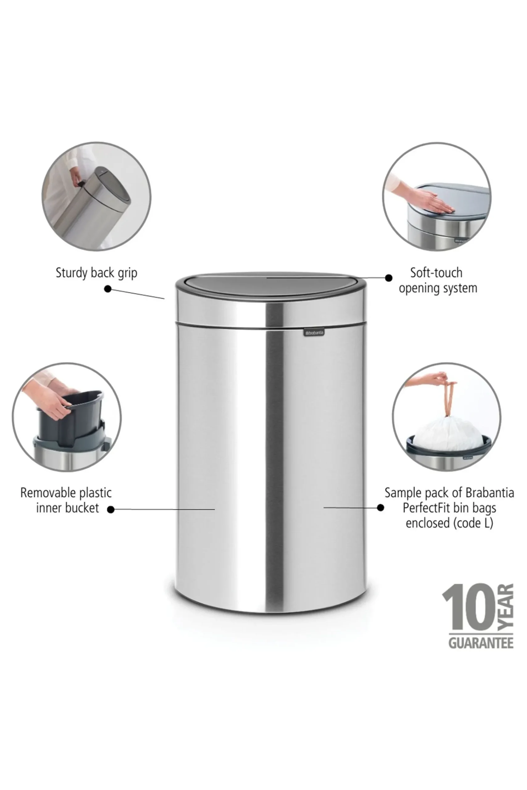 New 40L Touch Bin*Brabantia Discount