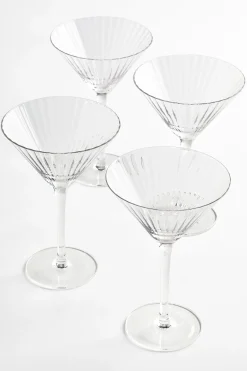 Set of 4 Fluted Martini Cocktail Glasses*Jasper Conran London Cheap