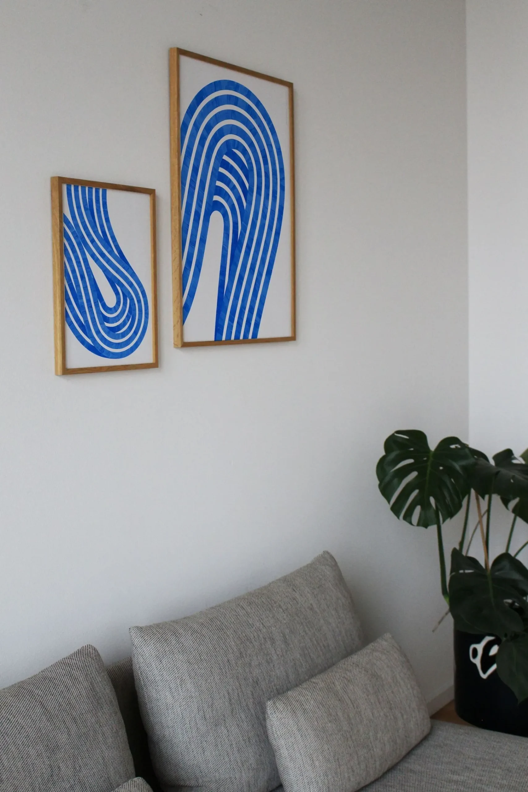 Entropy Blue 02 Framed Wall Art Print in Natural Oak Frame*Paper Collective Clearance