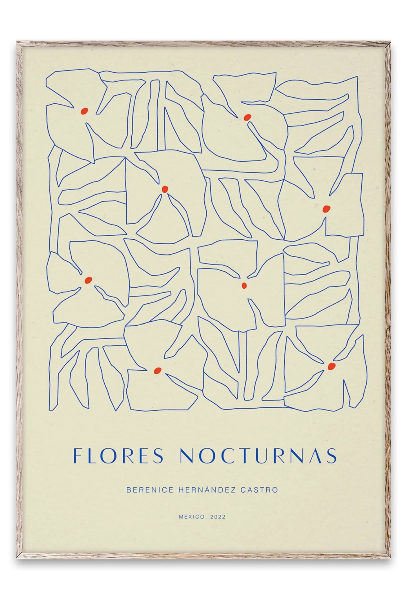 Flores Nocturnas 01 Framed Wall Art Print in Natural Oak Frame*Paper Collective Store