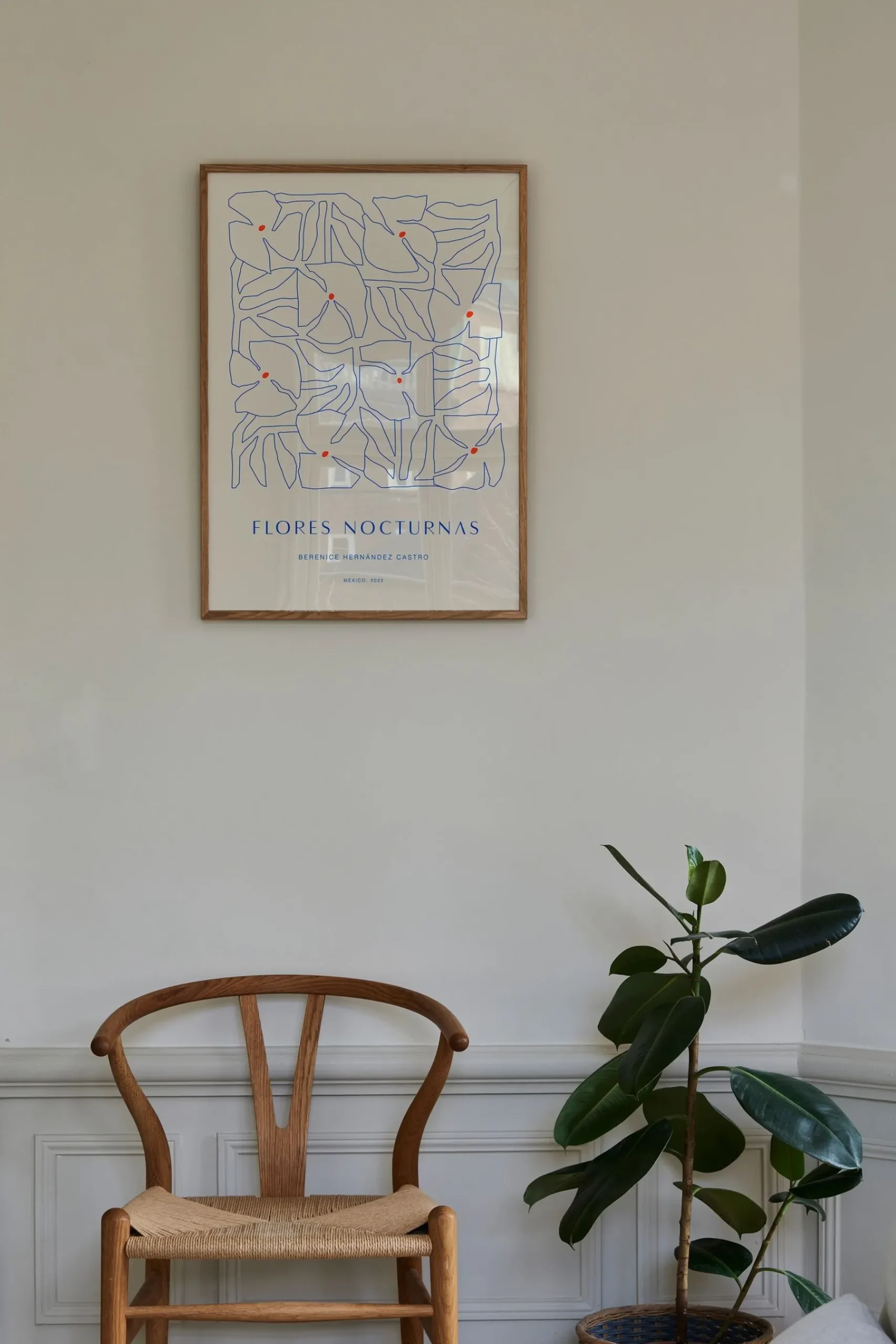 Flores Nocturnas 01 Framed Wall Art Print in Natural Oak Frame*Paper Collective Store