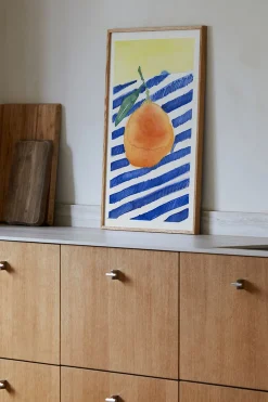 Orange Framed Wall Art Print in Naural Oak Frame*Paper Collective Best Sale