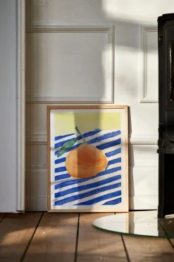Orange Framed Wall Art Print in Naural Oak Frame*Paper Collective Best Sale