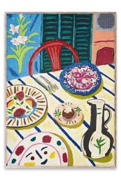 Tapas Dinner Framed Wall Art Print in Natural Oak Frame*Paper Collective Sale