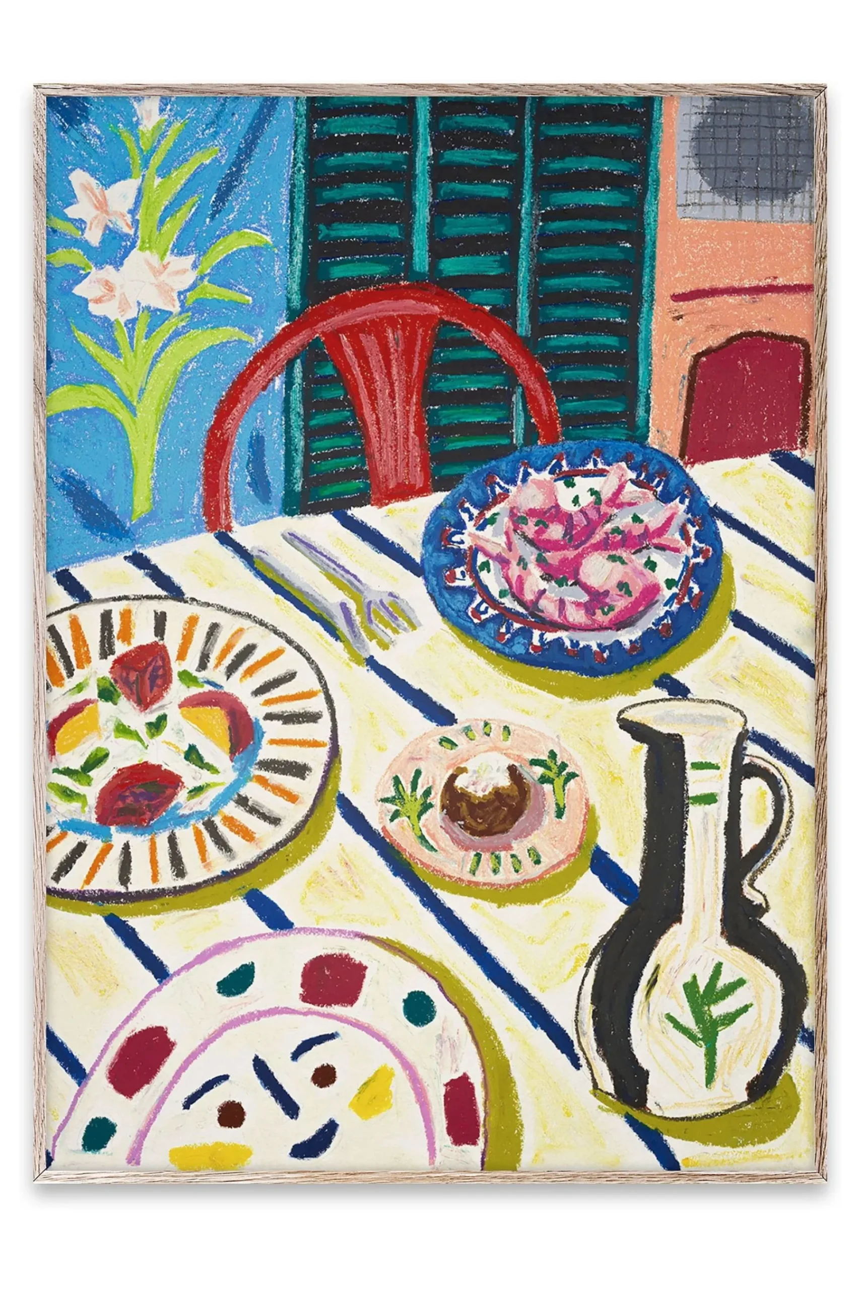 Tapas Dinner Framed Wall Art Print in Natural Oak Frame*Paper Collective Sale