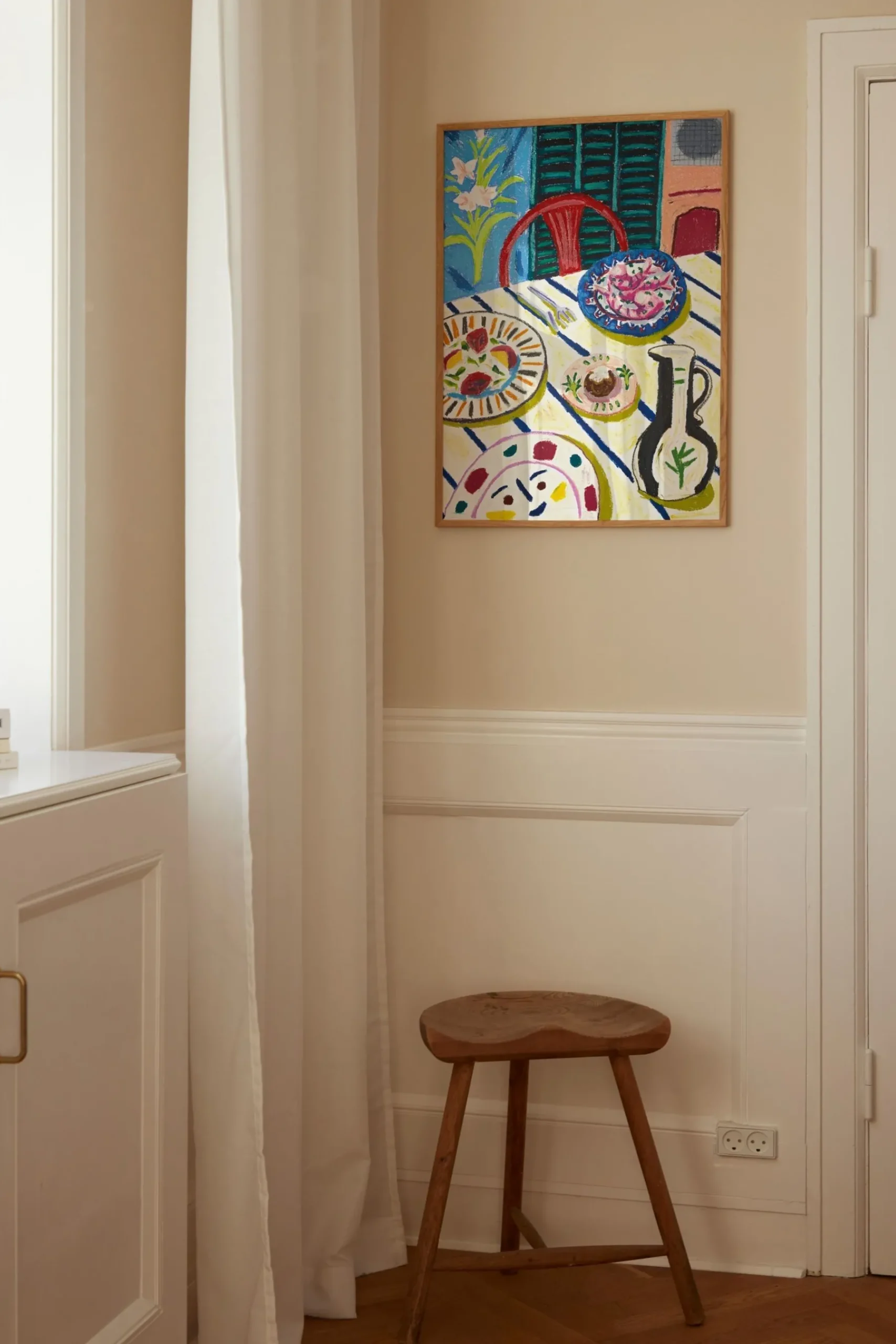 Tapas Dinner Framed Wall Art Print in Natural Oak Frame*Paper Collective Sale