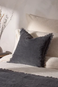 Jaye Velvet Fringed Polyester Filled 100% Cotton Cushion*Yard Outlet