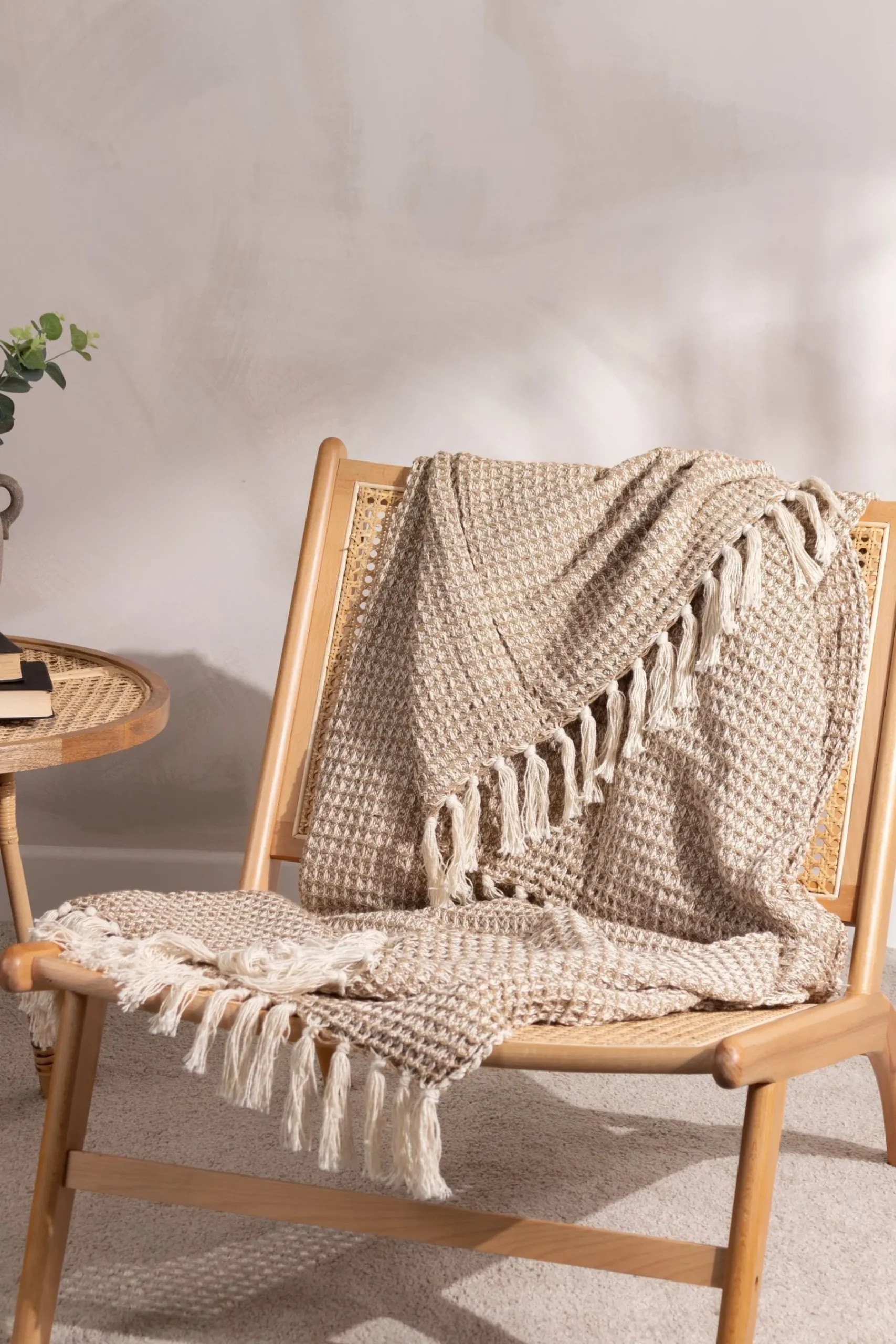 Lorne Waffle Fringed 100% Cotton Throw*Yard Outlet