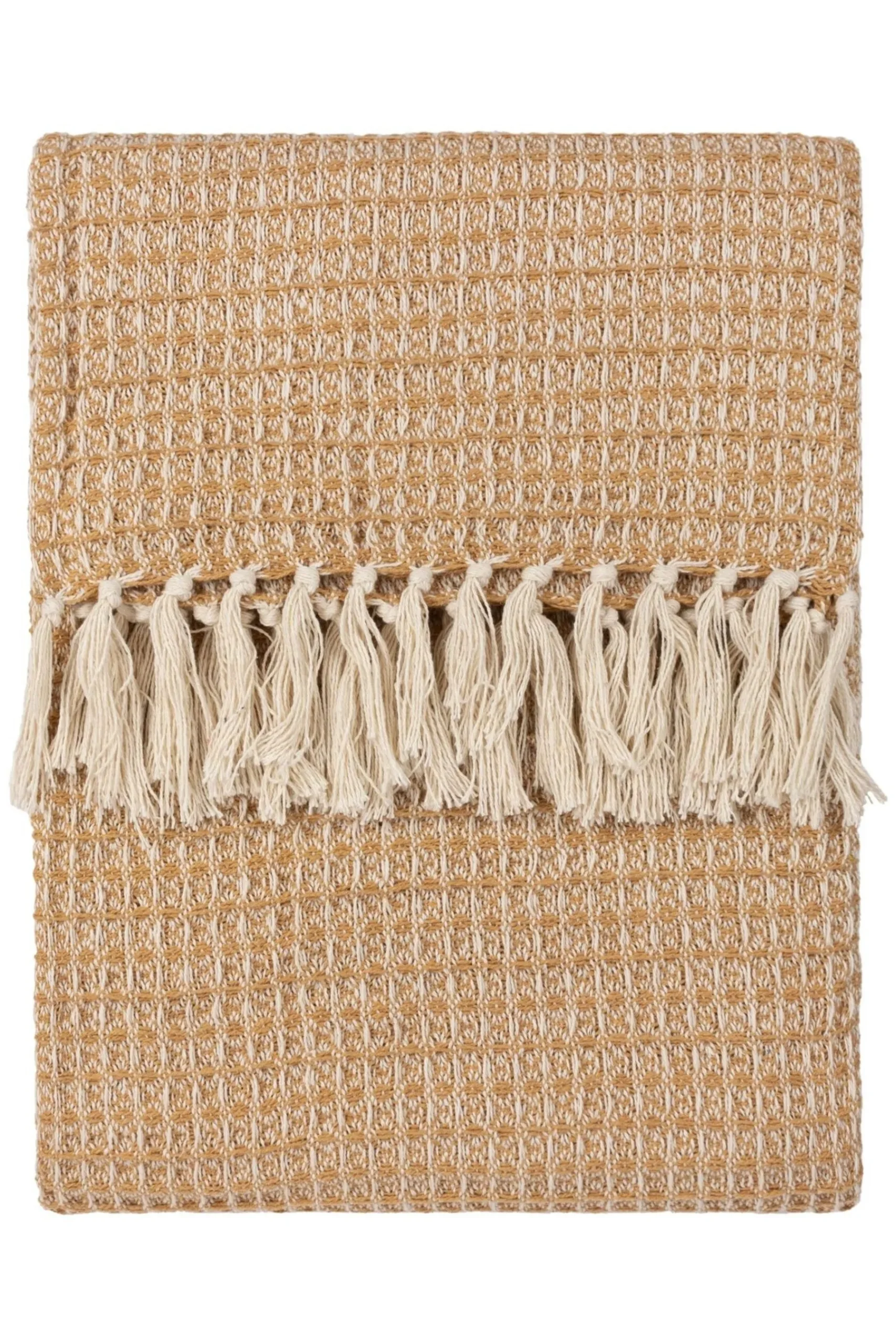Lorne Waffle Fringed 100% Cotton Throw*Yard Outlet