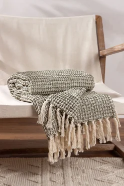 Lorne Waffle Fringed 100% Cotton Throw*Yard Outlet